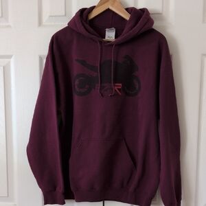 Gildan Men's Burgundy Motorcycle Graphic Hoodie